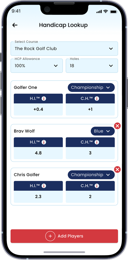 Handicap lookup